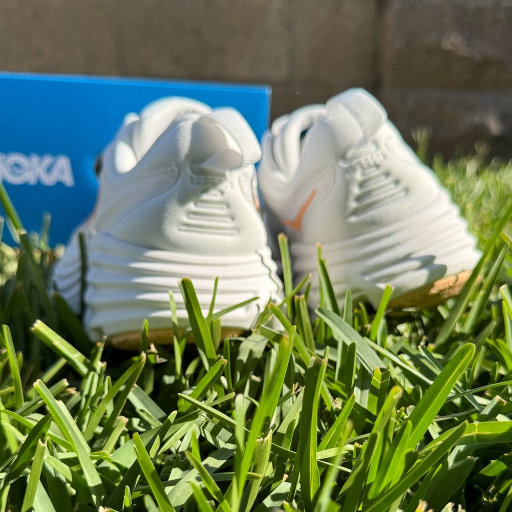 HOKA Bondi 8 sneakers women size 7.5 White /Cantaloupe New Season Women - Picture 4 of 16